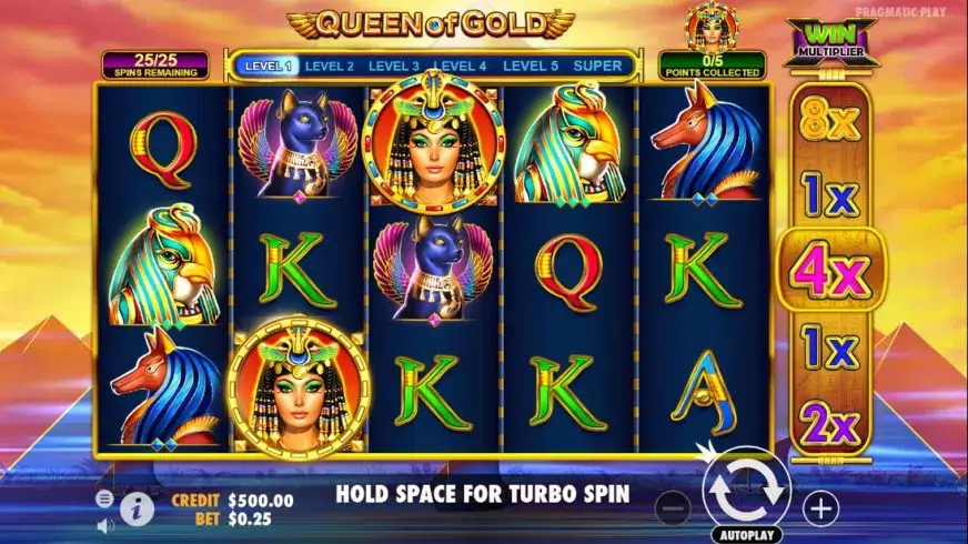 Queen of Gold slot screenshot 
