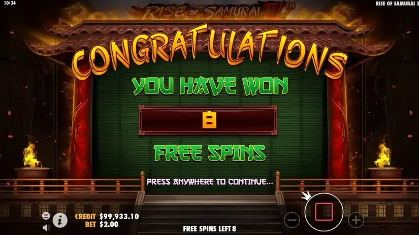 Rise of Samurai III slot screenshot 4