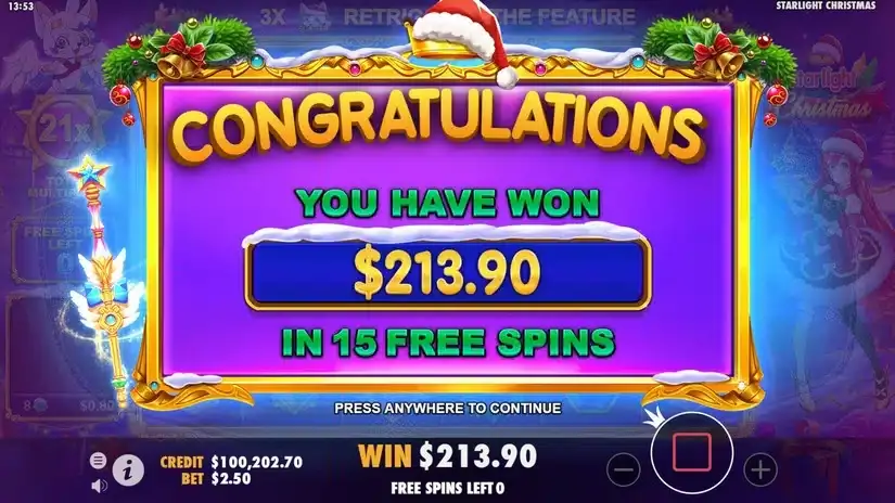 Starlight Christmas slot screenshot 