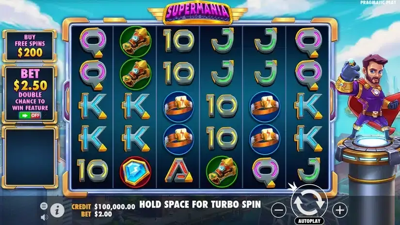 Supermania slot screenshot 
