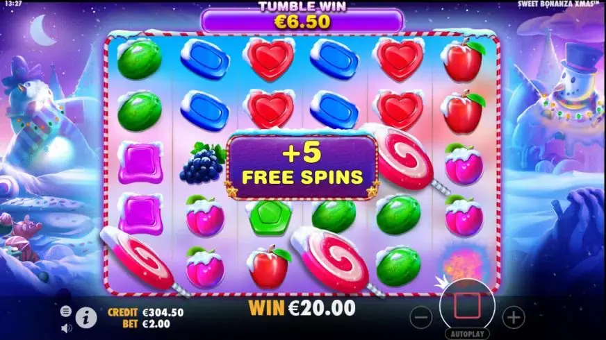 Sweet Bonanza Xmas slot screenshot 