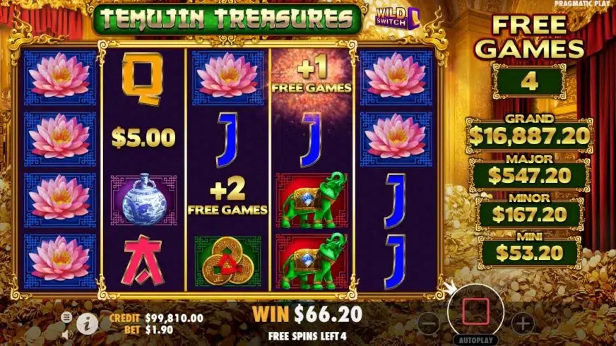 Temujin Treasures slot screenshot 