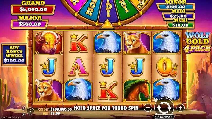 Wolf Gold 4 Pack slot screenshot