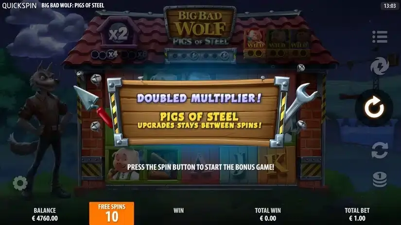 Big Bad Wolf: Pigs of Steel slot screenshot 3