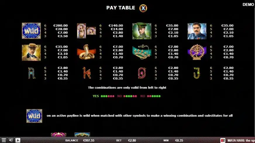 Mata Hari The Spy slot screenshot 2