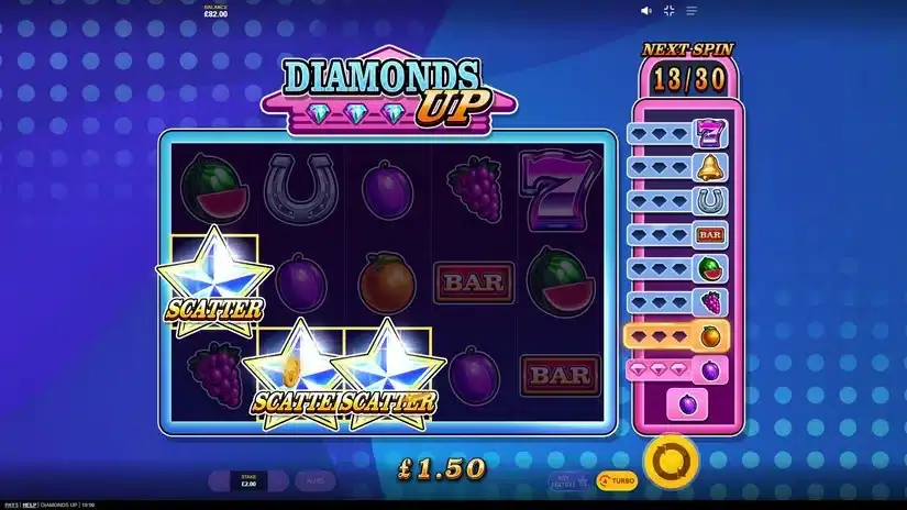 Diamonds Up slot screenshot 2