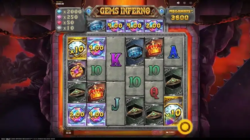 Gems Inferno Megaways slot screenshot 2