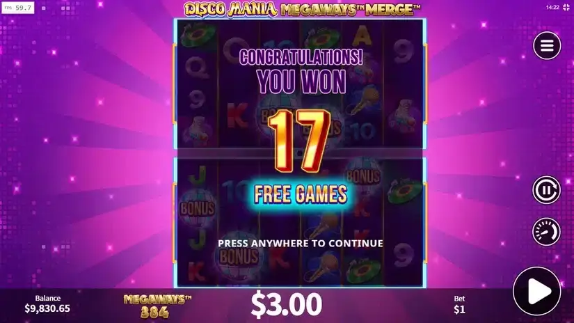 Disco Mania Megaways Merge slot screenshot 3