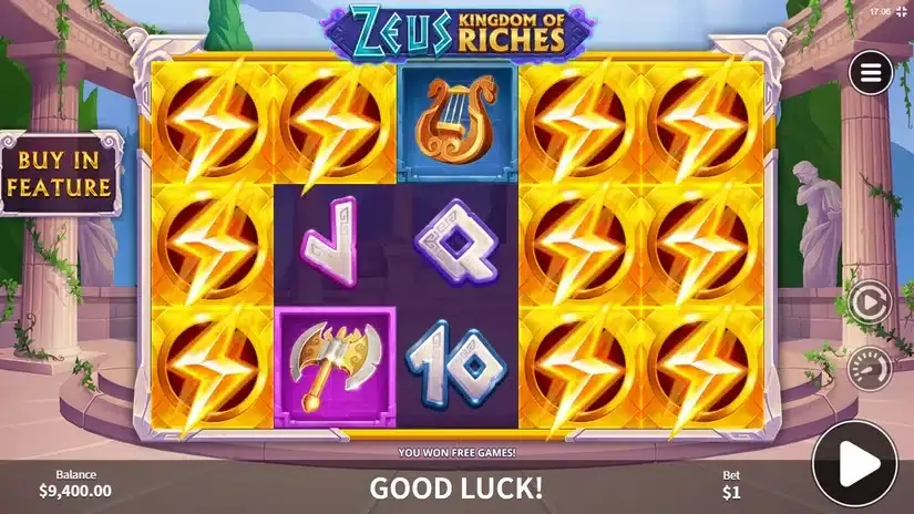 Zeus Kingdom of Riches slot screenshot 2