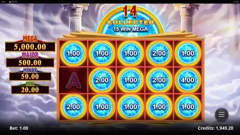 Amazing Link Zeus slot screenshot 