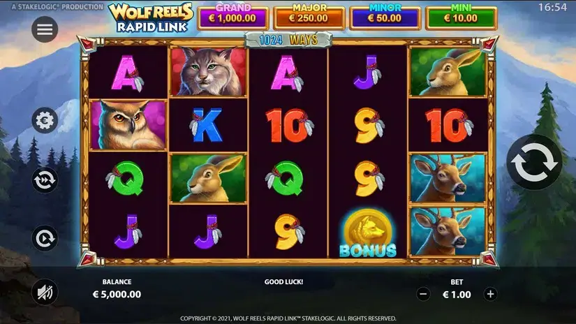 Wolf Reels Rapid Link slot screenshot 