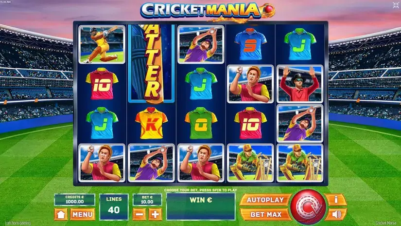 Cricket Mania slot screenshot 