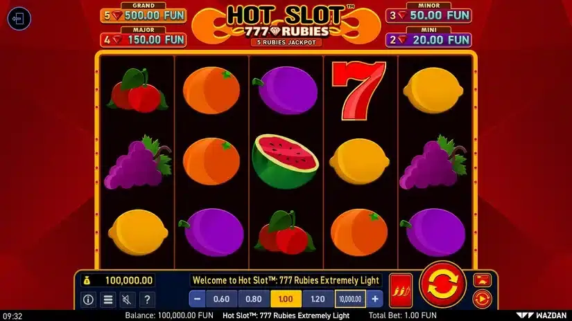 Hot Slot™: 777 Rubies Extremely Light slot screenshot 1