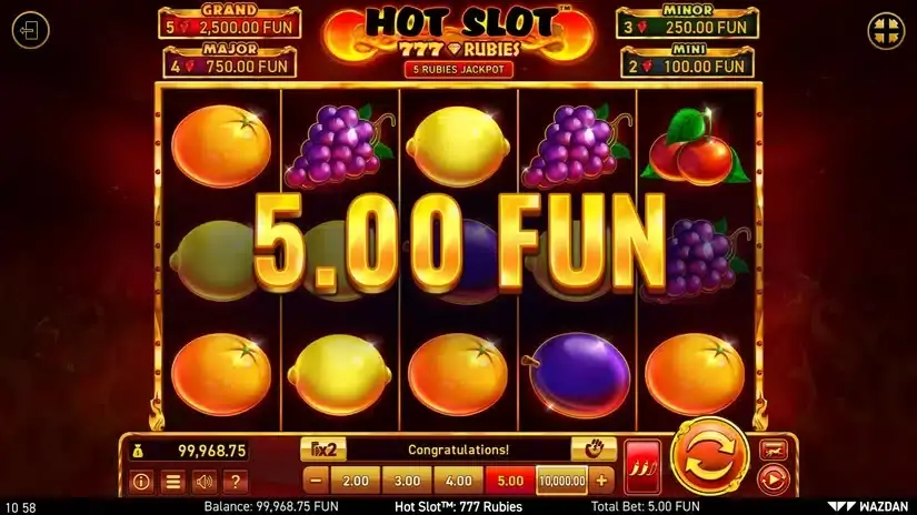 Hot Slot™: 777 Rubies slot screenshot 2