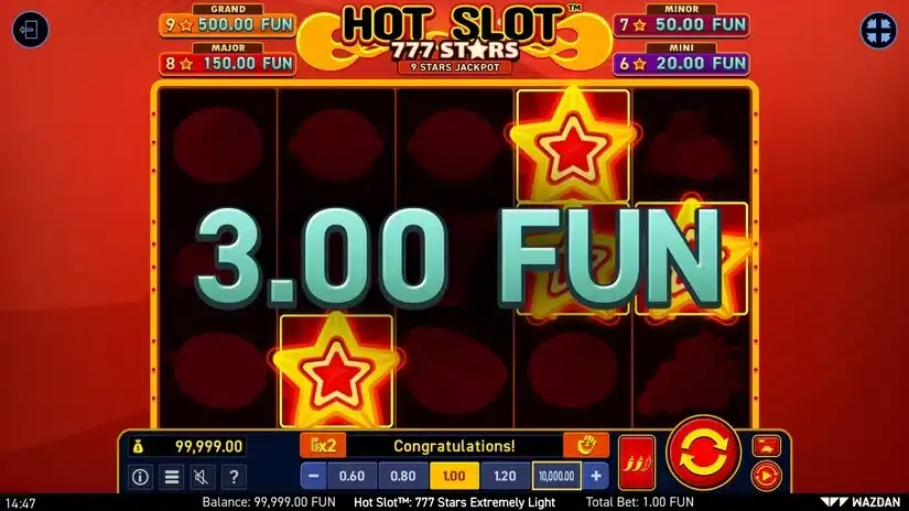 Hot Slot™: 777 Stars Extremely Light slot screenshot 2