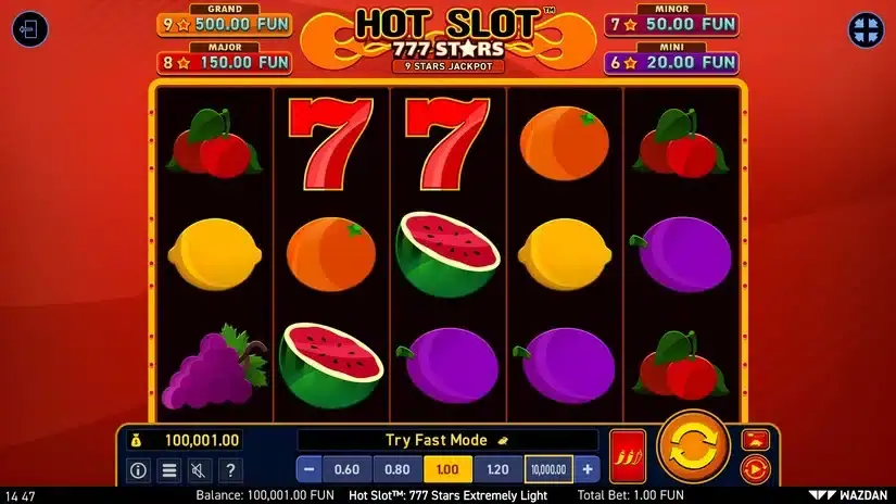 Hot Slot™: 777 Stars Extremely Light slot screenshot 1