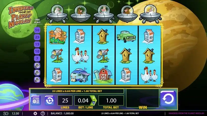 Invaders from the Planet Moolah slot screenshot 