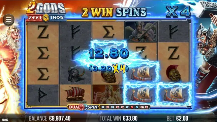 2 Gods Zeus vs Thor slot screenshot 4