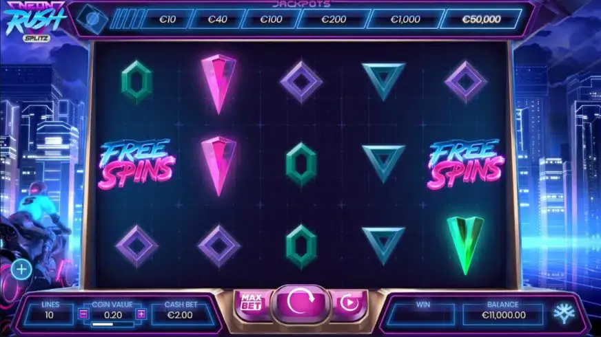Neon Rush Splitz slot screenshot 1