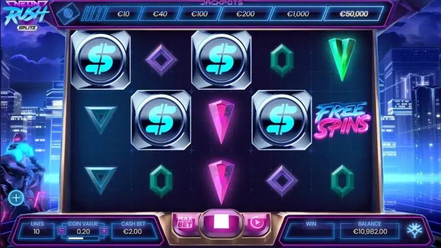 Neon Rush Splitz slot screenshot 2