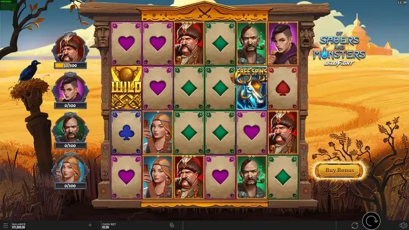 Of Sabers and Monsters slot screenshot 