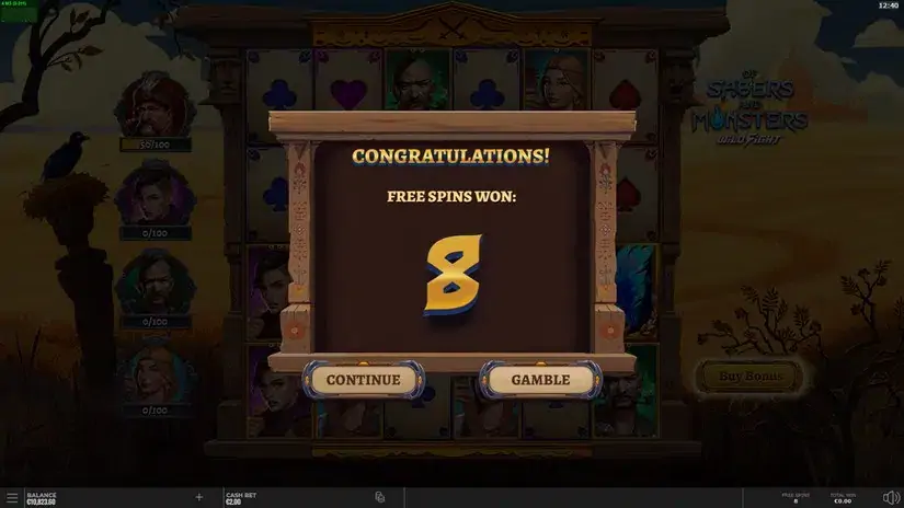 Of Sabers and Monsters slot screenshot 3